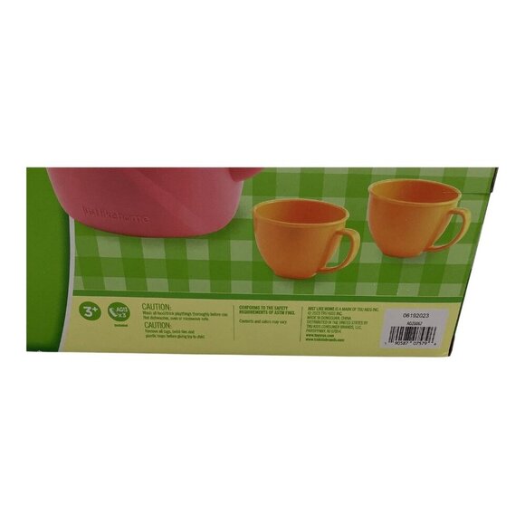 Just Like Home Tea Kettle Toy Set W/ Cups Kids Ages 3+ Pink/Orange Fun Role-Play - Picture 3 of 9